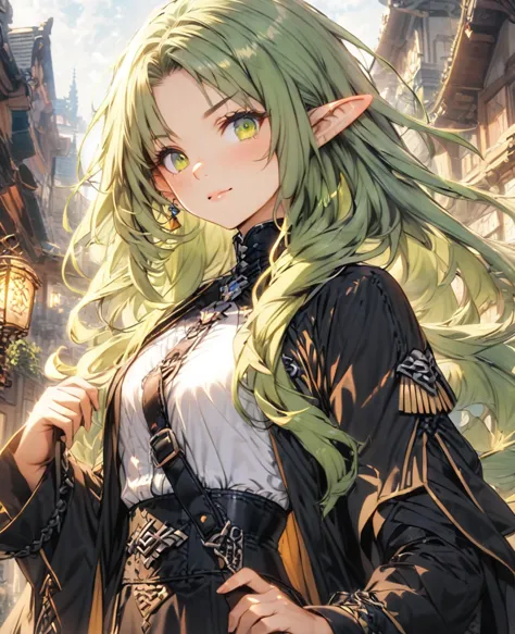 Green Hair　Long Hair　Robe　　Elf　monastery　Sister