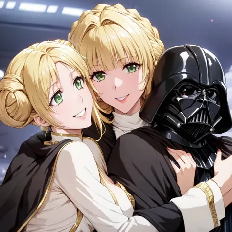 ((highest quality)), ((masterpiece)), (detailed), （perfect face）、the woman is a stormtrooper named tiare, with green eyes, blond...