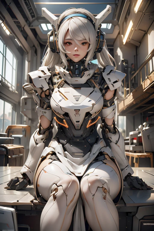 1. Machine Girl,((Ultra-Realistic Details)), Portraiture, Global Illumination, Shadow, Octane Rendering, 8K, Ultra Sharp,Metal,Complex, Decorations detailed, Cool colors, More about Egypt, highly Complex details, Realistic Light, Trending on CGSociety, Glowing Eyes, To the camera, Neon Details, Mechanical limbs,Blood vessels connected to tubes,Mechanical vertebrae attached to the back,Cervical vertebrae mechanically attached to the neck,Sitting,Wires and cables connecting to the head