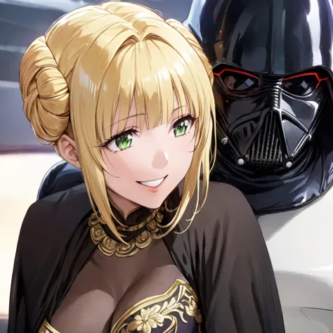 ((highest quality)), ((masterpiece)), (detailed), （perfect face）、the woman is a stormtrooper named tiare, with green eyes, blond...