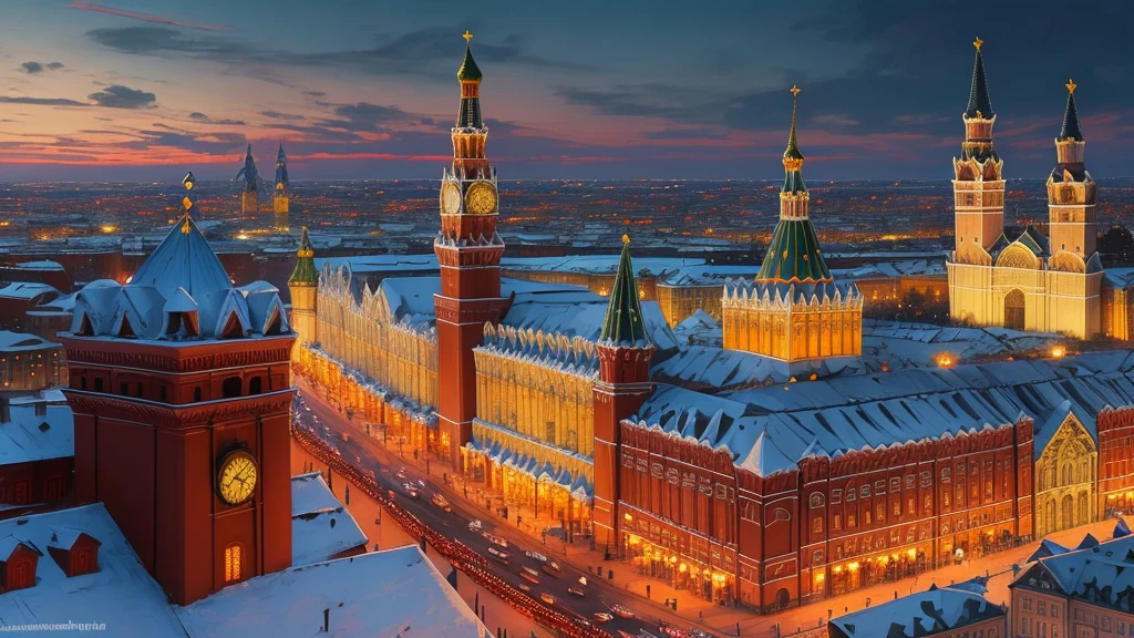 arafed view of a city with a clock tower and a clock tower, moscow, red square moscow, russian city, russian architecture, red square, inspired by Vasily Surikov, beautiful russia of the future, by Vassily Maximov, russia, by Dmitry Levitzky, by Alexey Venetsianov, by Marie Bashkirtseff