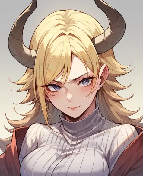 beautiful blonde-furred Minotaur woman Kyokushinkai karate master