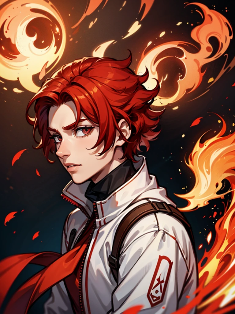 youth，boy，Red hair，flame，hapiness，warrior