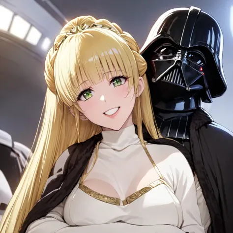 ((highest quality)), ((masterpiece)), (detailed), （perfect face）、the woman is a stormtrooper named tiare, with green eyes, blond...