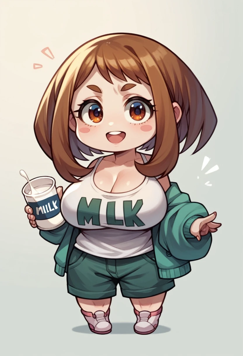 Chibi, busty, Ochako Uraraka, very big chest, kawail realistic nude very  long br - SeaArt AI