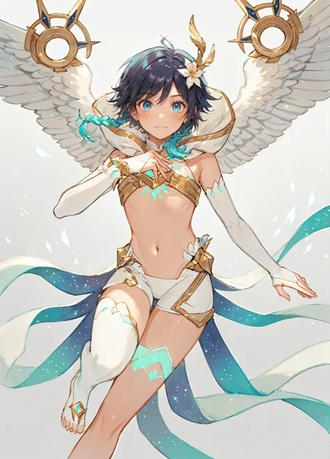 ai-generated,very aesthetic,1boy,venti_/(archon/)_/(genshin_impact/),male_focus,detailed_eyes,white feathered_wings,white halter...