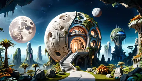 pandora land city, giant moon,