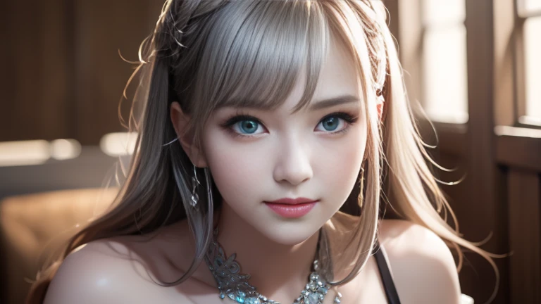 Beautiful detailed girl, Very detailed eyes and face, Beautiful attention to detail, Absurd, incredibly Absurd, Large file size, Super detailed, High resolution, Very detailed,最high quality ,masterpiece, figure, Very delicate and beautiful, Very detailed,CG,Unity,8k wallpaper, wonderful, In detail, masterpiece,最high quality,Official Art,Very detailed CG Unity 8k wallpaper, (masterpiece, 最high quality,high quality, White skin, Beautifully detailed face),(Realistic: 1.2), One girl, alone,  smile,  View your viewers, Long Hair, Green Eyes, wing,（Off-the-shoulder tops）, bangs,Silver Hair, null,Outdoor Silver