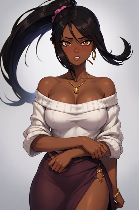 masterpiece, best quality, 1girl, sexy, hentai, porn solo, dark skin, dark-skinned female, jewelry, earrings, black hair, very d...