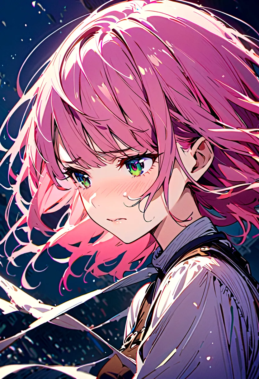 Sadness, sad、Pink haired girl,