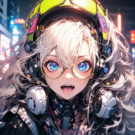 highest quality,highest resolution,１people women,sexy,headphone,vibrant colors,very beautiful eyes,big breasts,whole body,glasse...