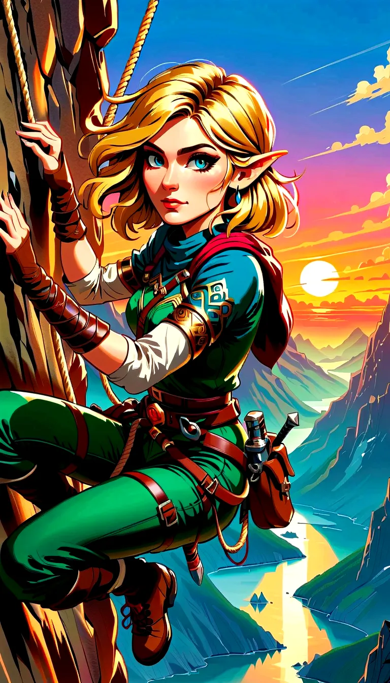 (best quality，8k，ultra-high resolution，masterpiece)，very good，illustration，shooting angle from top to bottom，princess zelda，blon...