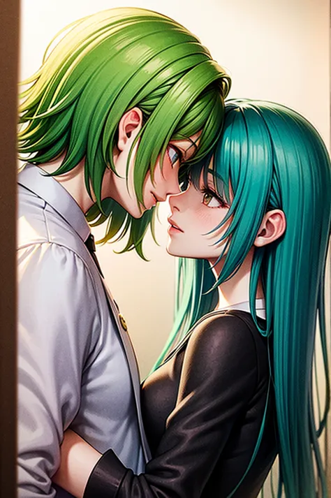 Green Hair、Gazing at each other、Couple