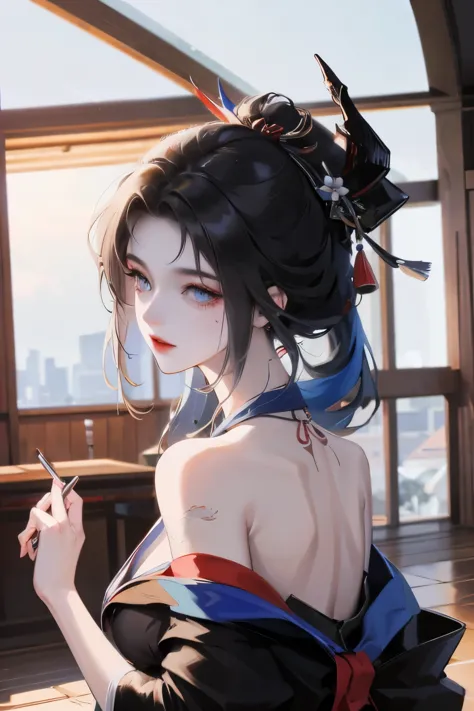 masterpiece, Top quality, best quality, Official Art, beautiful and aesthetic:1.2),1 Girl, Tattoo, Solitary, Japanese clothes, R...