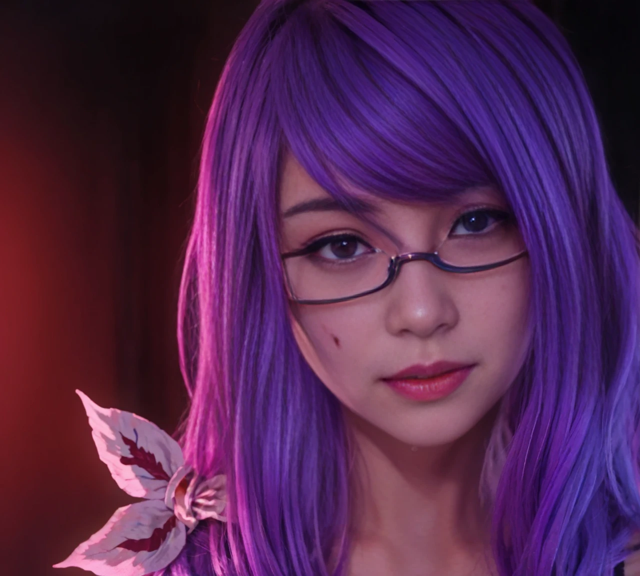 anime girl with purple hair and blood on her face, 1 7 - year - old anime goth girl, gapmoe yandere grimdark, portrait gapmoe yandere grimdark, misato katsuragi, inspired by rize  from tohyo ghoul , detailed anime character art, 2 d anime style, horror manga, anime style”, sui ishida art manga，wearing glasses，purple hair，wearing glasses，purple hair，wearing glasses，purple hair，wearing glasses，purple hair，wearing glasses，purple hair，wearing glasses，purple hair，wearing glasses，purple hair，wearing glasses，purple hair