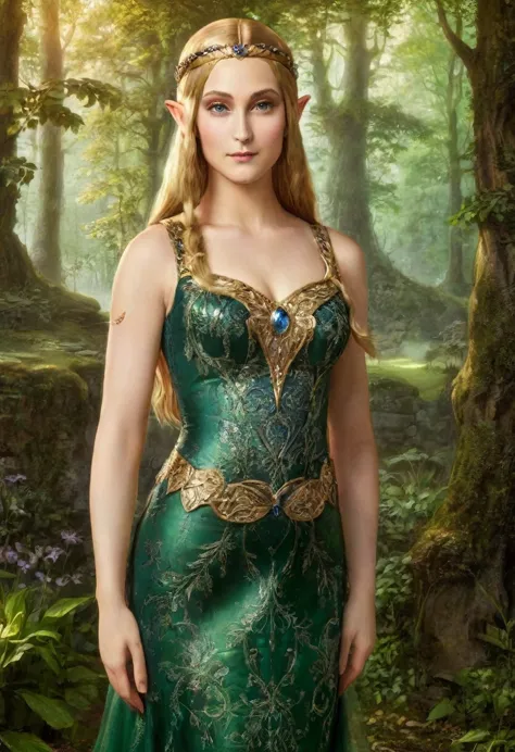 a masterful portrait done by leonardo de vinci of princess zelda, ((anatomically correct: 1.5)), wearing intricate glamour elven...