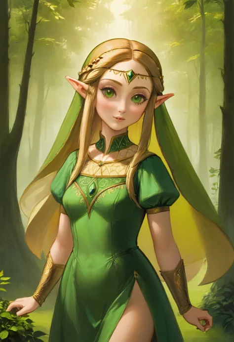 a masterful best quality, award winning masterpiece, portrait done by leonardo de vinci of princess zelda, ((anatomically correc...