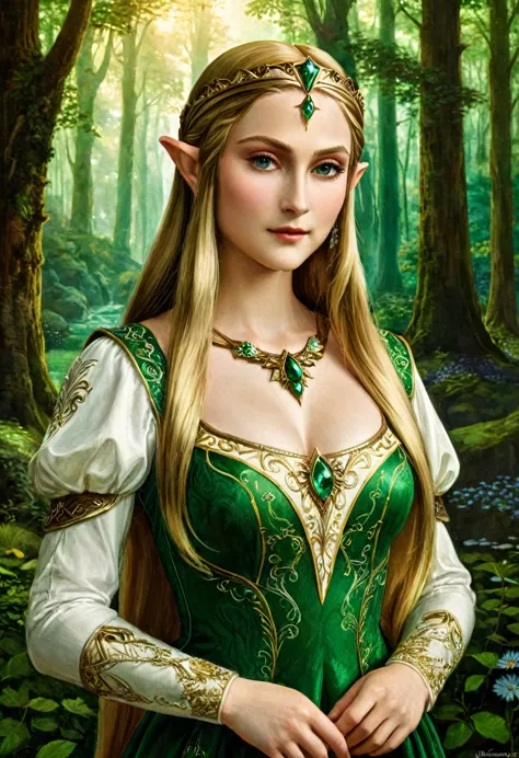 a masterful best quality, award winning masterpiece, portrait done by leonardo de vinci of princess zelda, ((anatomically correc...