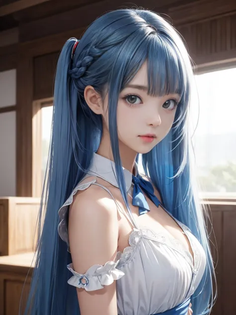 close up of a woman Blue Hairの posing for a picture, Real life anime girls, Anime Girl Cosplay, 美しいBlue Hairの少女, pretty girl Blu...