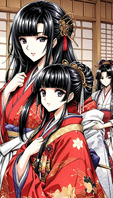 ((Highest quality)), ((masterpiece)), (detailed), （Perfect Face）、（The woman is a 12-year-old princess from the Sengoku period in...