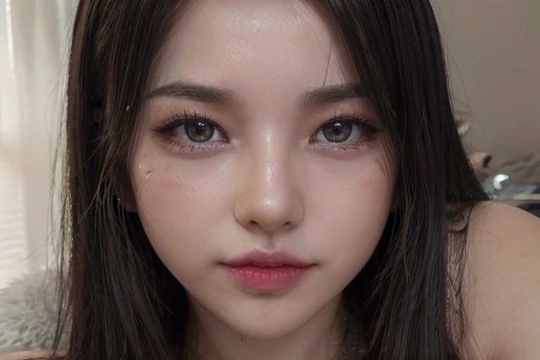 (1 girl:1.3), Alone, (very detailed face) full body masterpiece, Ultra realistic, 16K, nightmare atmosphere, gothic, r3b3cc4 young, Sensual (Erotic), 1 girl (cute young) alone, delicate (seductive) female face, silky realistic hair, hair fringe, looking at viewer, goth makeup (hentai) Sakuragi Otome (otome dori), black hair, simple unfocused background, bedroom background, jewelry, earrings, necklace, young beauty, portrait, hoop earrings, realistic, soft lighting, slender hot body , photorealistic, detailed clear eyes, extremely erotic, delicate feminine, muscular female body, large natural breasts, belly hot, narrow waist, proportionally big hips, thick legs, beautiful, nude (porn), different sensual positions, raw, analog, sharp focus, 8K, high definition, dslr, high quality, Fujifilm XT3, Film grain, award winning, highly detailed skin artwork, realistic skin details, visible pores, clear focus, volumetric fog, 8k hd, dslr, high quality, Film grain, light skin, photographic realism , lomography 