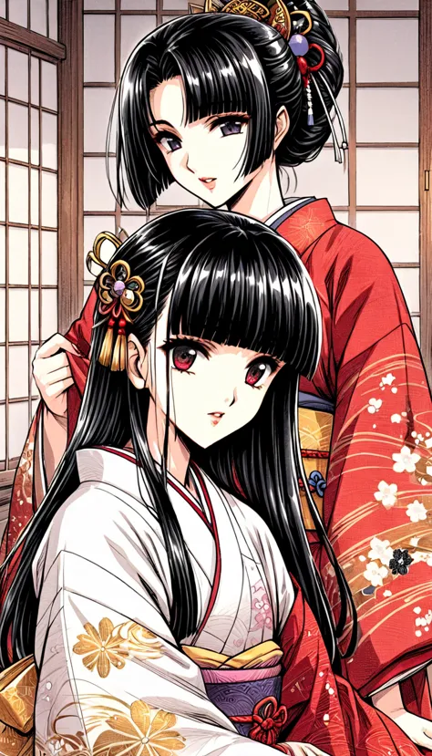 ((Highest quality)), ((masterpiece)), (detailed), （Perfect Face）、（The woman is a 12-year-old princess from the Sengoku period in...