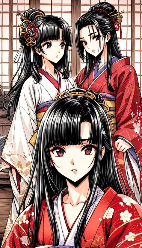 ((highest quality)), ((masterpiece)), (detailed), （perfect face）、（the woman is a 12-year-old princess from the sengoku period in...