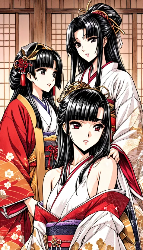 ((highest quality)), ((masterpiece)), (detailed), （perfect face）、（the woman is a 12-year-old princess from the sengoku period in...