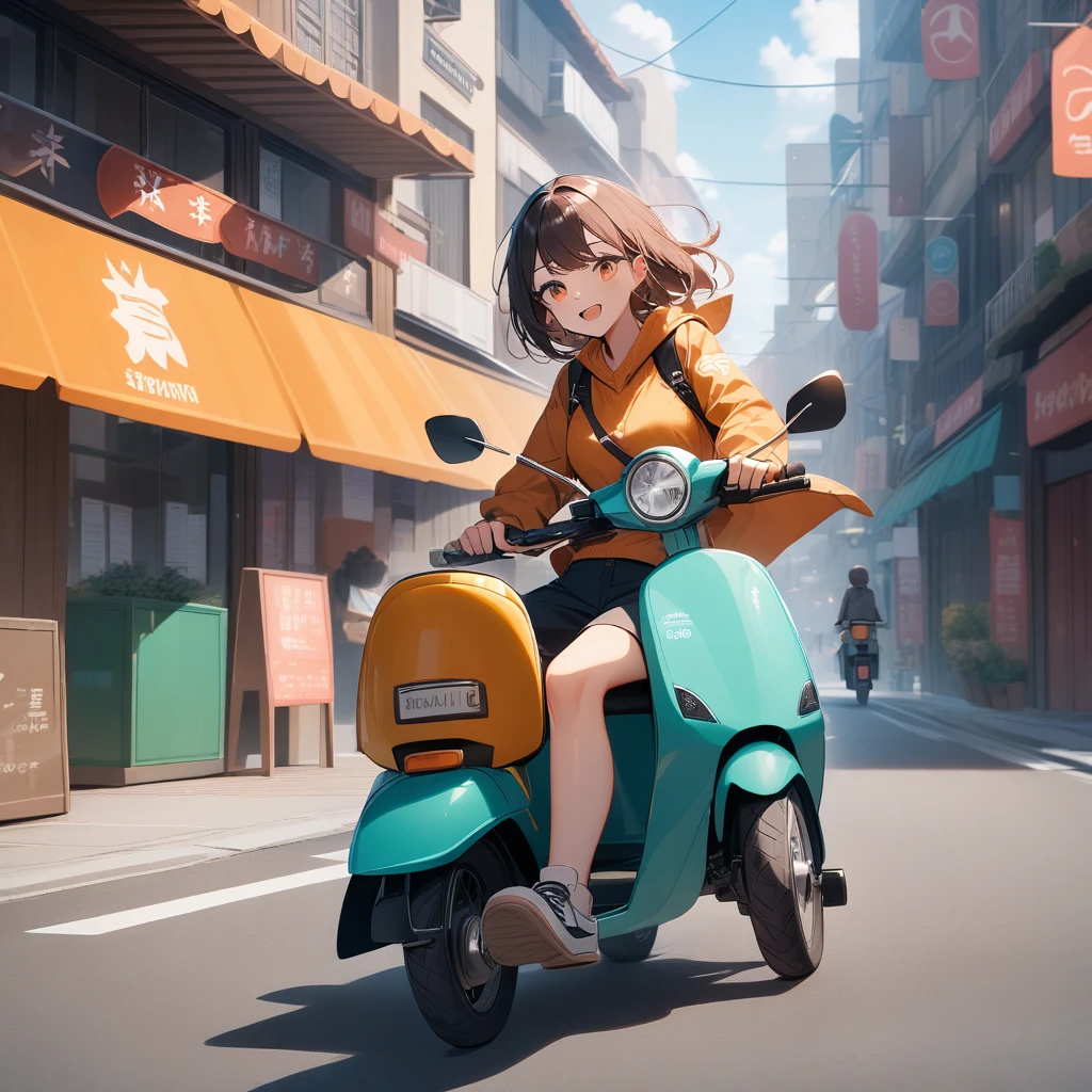 girl riding a scooter