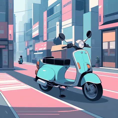 city, scooter, lo-fi