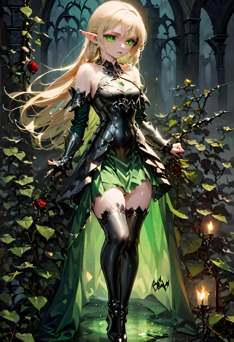 Dark fantasy art, fantasy art, goth art,  a picture of the elf Princess Zelda as vampire, exquisite beauty, full body shot, dark...