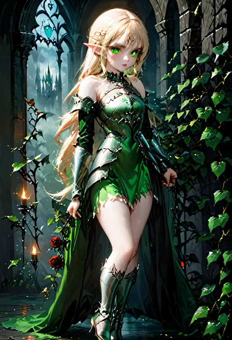 Dark fantasy art, fantasy art, goth art,  a picture of the elf Princess Zelda as vampire, exquisite beauty, full body shot, dark...