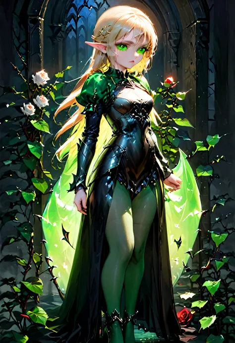 Dark fantasy art, fantasy art, goth art,  a picture of the elf Princess Zelda as vampire, exquisite beauty, full body shot, dark...