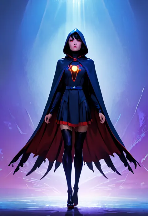 (masterpiece, 8k, uhd, high resolution: 1.4), stylized portrait of raven from teen titans in spider-verse style, (classic raven ...