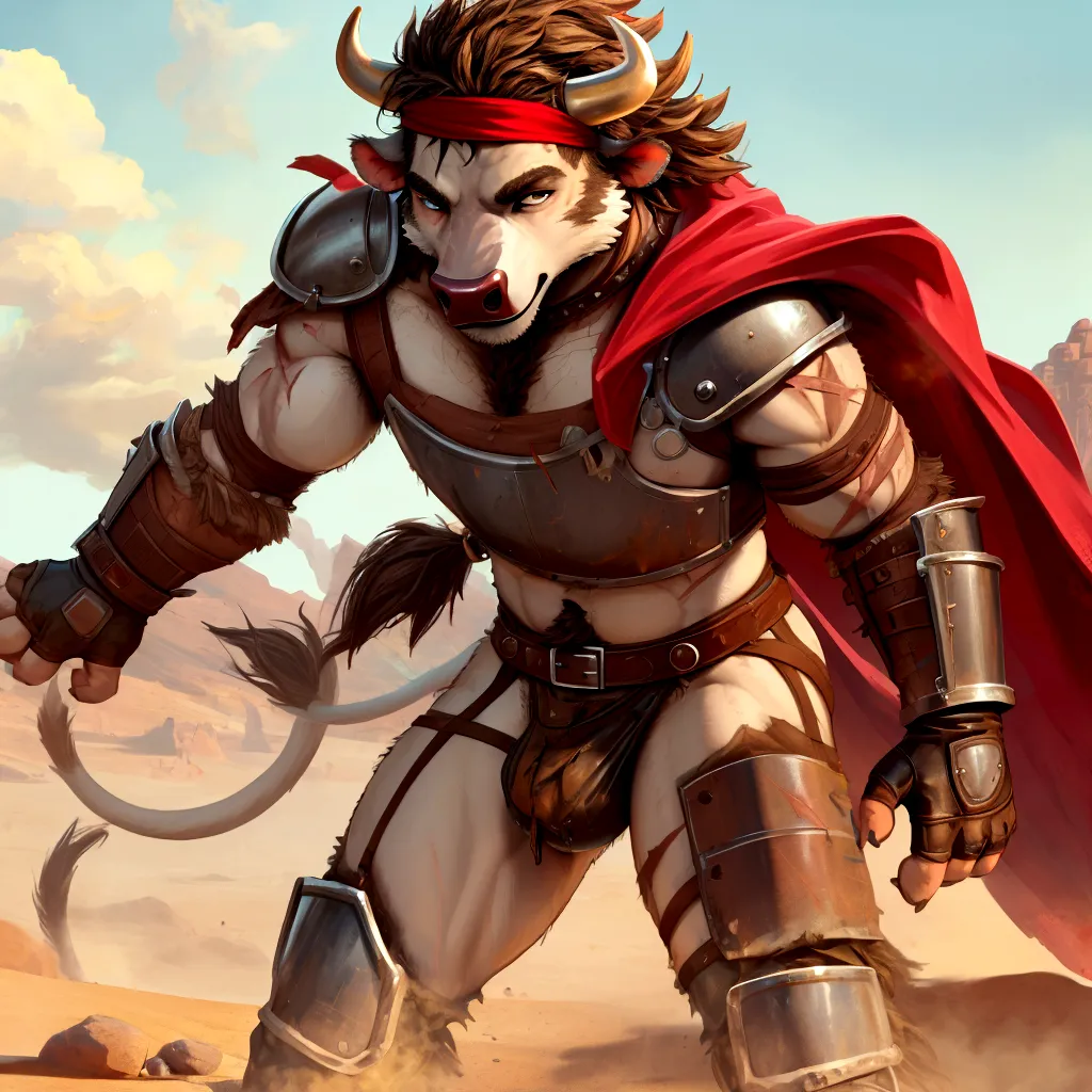 solo sexy young anthro furry bovine male mercenary medieval solider, slim muscular, anthro handsome gay, handsome gay model male...