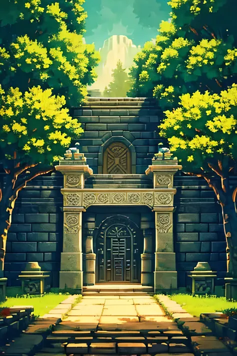 a video game style gate, intricate design, fantasy elements, fantastic, epic, temperamental, cores 16 bits, highy detailed, phot...