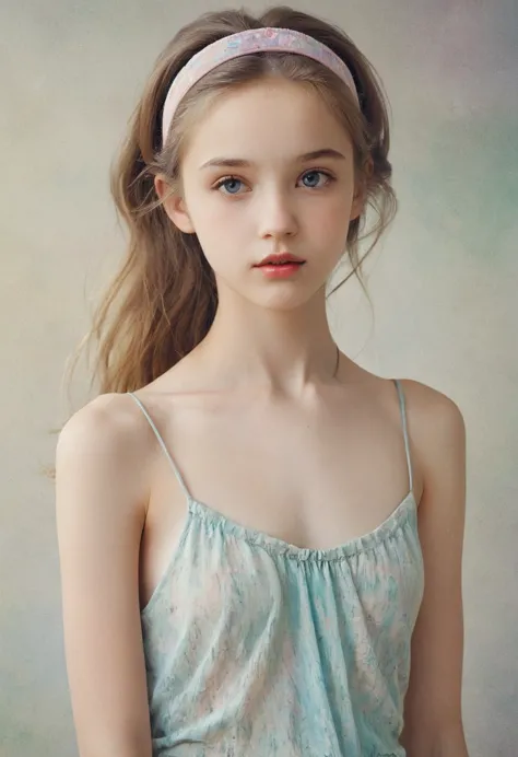 (кинематографическое фfromо:1.3) from (Фfromо до бедер:1.3),(skinny:1.3) Beautiful 12 year old girl, (complex light brown hair),...