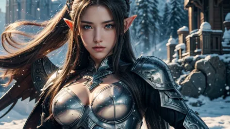 close-up of woman holding sword and armor, armor girl, 2. 5d cgi anime fantasy artwork, large breasts，epic fantasy digital art s...