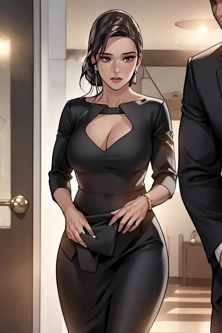 hay una mujer tomándose una selfie en un espejo, sexy vestido negro, vestido apretado, vestido negro, wearing vestido negro, wearing a vestido negro, in a vestido negro, Mujer cubana de 30 años., vestido sexy, foto de cuerpo completo, negro caliente, skinvestido apretado, traje de cuerpo rojo, en un vestido, Ella llegó con un vestido negro.,pecho grande, MILF , escote ,rodeado de hombre