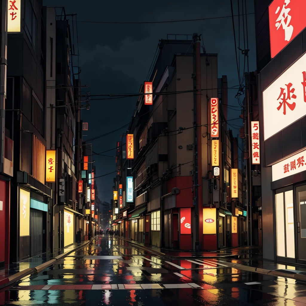 Background, tokyo street, empty, dark, rainy