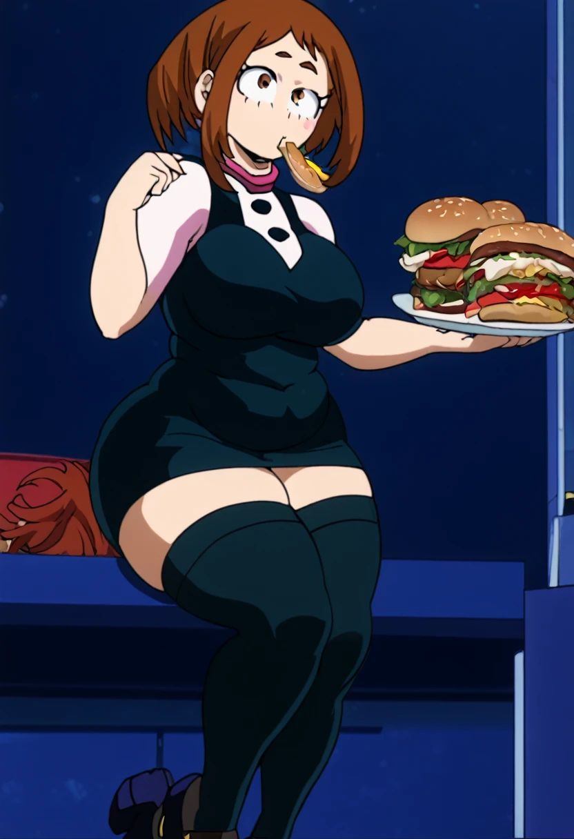 Ochako Uraraka from My Hero Academy, girl fat, obese body, big belly -  SeaArt AI