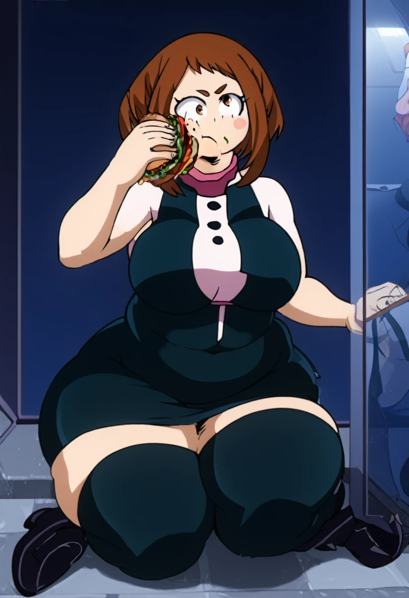 Ochako Uraraka from My Hero Academy, girl fat, obese body, big belly -  SeaArt AI