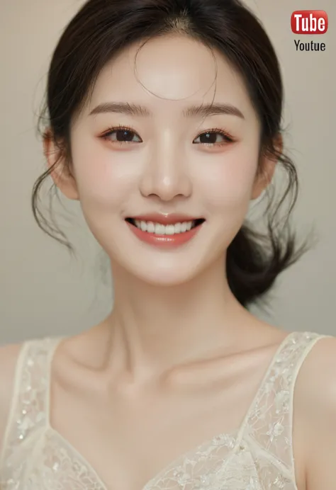 korean woman, (masterpiece, beautiful people, a tainted smile), virtual youtube, delicate skin texture