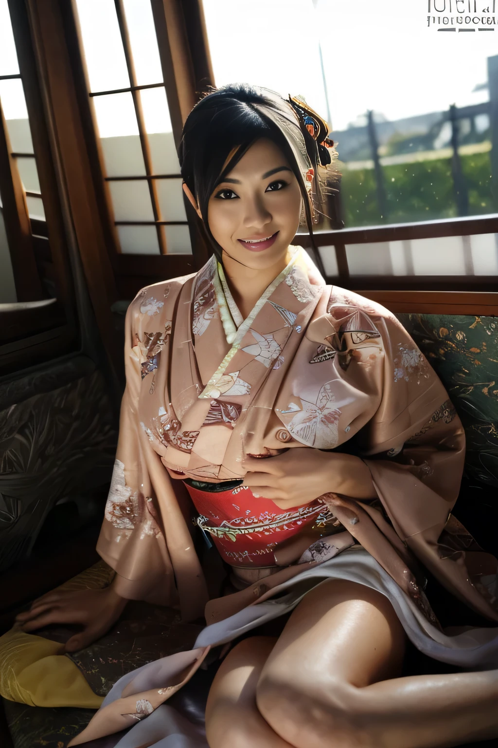 masterpiece, best quality, ultra quality, high quality, realistic, photo realistic, warm lighting,natural lighting,cinematic lighting,RAW photo, hyper detailed, intricate detailed, perfect anatomy, Fujifilm XT3,(cowboy shot),1 woman, Japanese beautiful woman,babyface,black long straight hair,
(yukata,japanese clothes,obi, sash, floral print, obijime),(large breasts:1.2),(slender body:1.2),sweaty, closed mouth, tan skin,sunburn tanline,smile,black eyes,looking at viewer,(beach),(sunset),