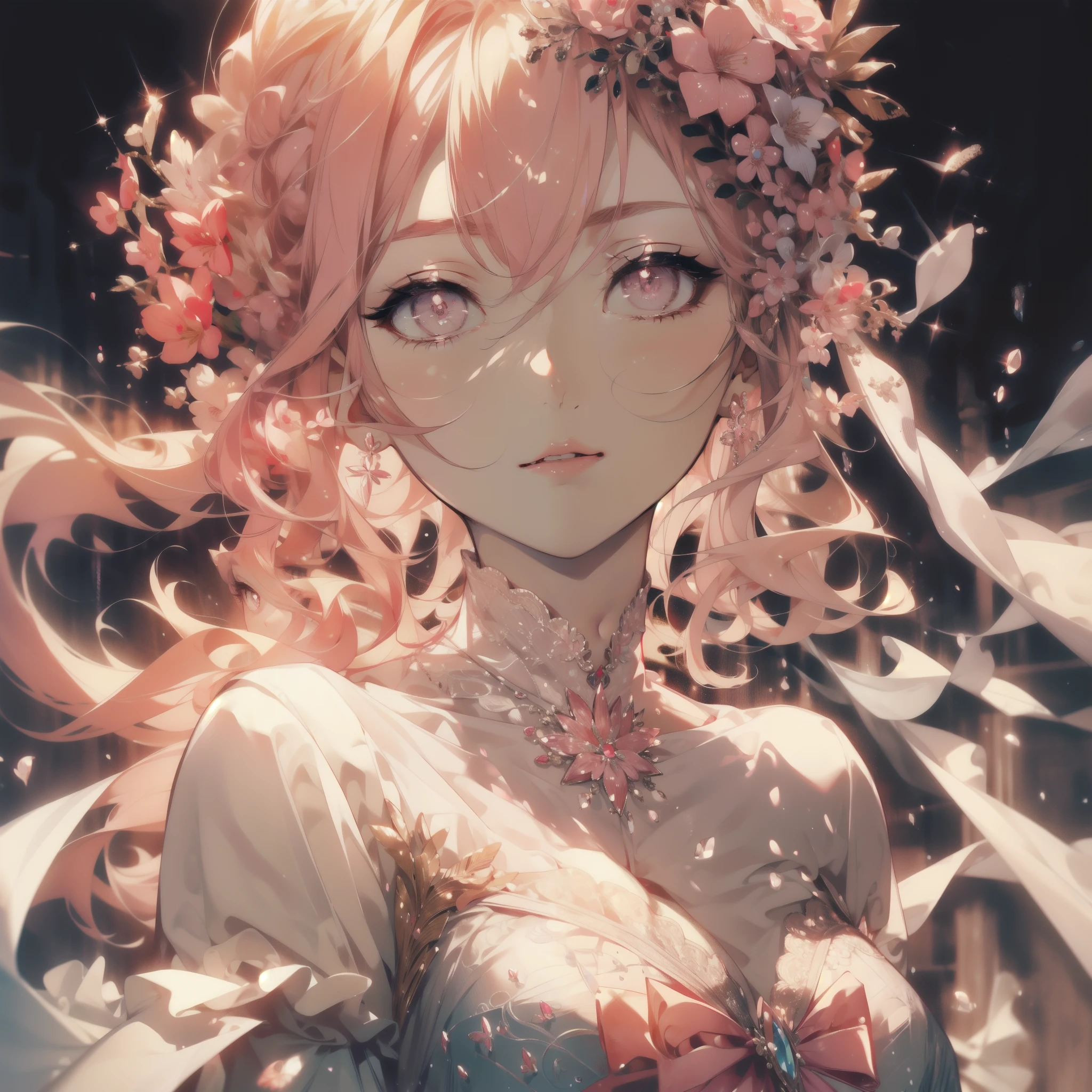 ((masterpiece, best quality)), Delicate face, Full Body Love, Perfect proportion，Rich in details, Beautiful girl，Suit，Lace，Pale pink pupils，Epic and beautiful character art，Natural light