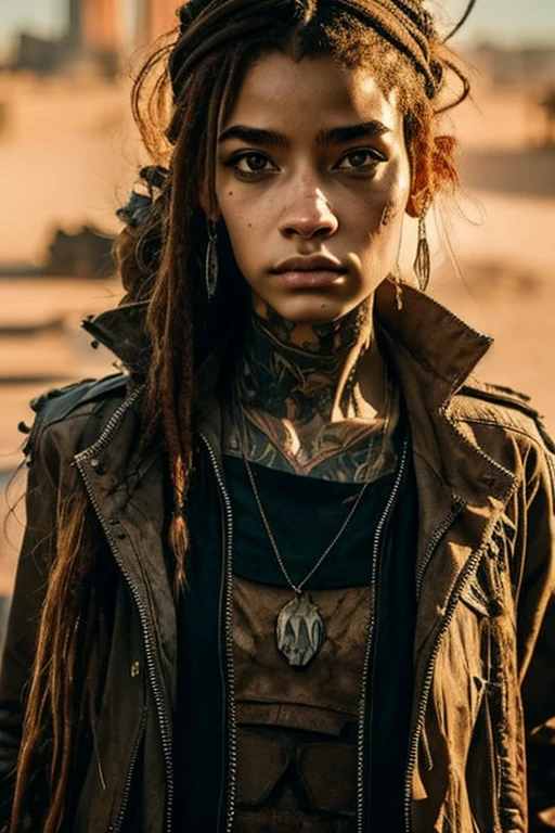 Cyberpunk, Scavenger, eighteen year old girl, dressed in rags, very pretty face