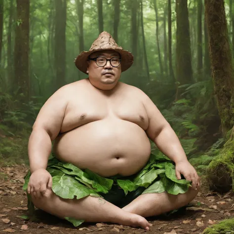 Forest man, 50 year old, Asian, fat man, Chubby, eye glasses - SeaArt AI