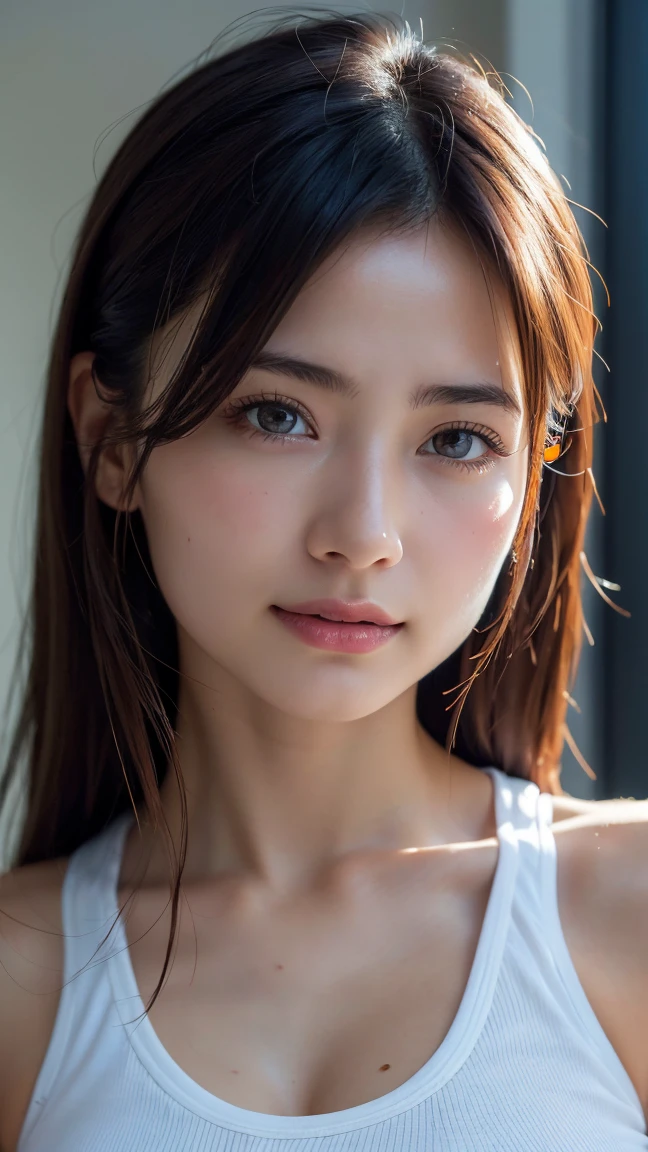 (Photorealistic: 1.4), (超Realisticな: 1.4), (Realistic: 1.3), (Smooth lighting: 1.05), (Improving Cinema Lighting: 0.9), 32k, 1 Girl, 20-year-old girl, Realistic Lighting, Backlight, Face Light, Ray-tracing, (Whitening Light: 1.2), (Image Enhancement: 1.4), ( Best quality Real skin: 1.4), Beautiful Eyes, Beautiful Face, Beautiful Eyes, (Improving the atmosphere of the body line: 1.1), Oversized breasts, Big Breasts, (Improve the beauty of skin texture: 1.1), Gym wear that fits perfectly,