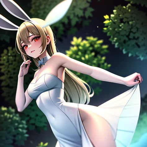 ​masterpiece: Teen Alice, in the middle of the forest wearing a long white dress, Delicate and graceful, dancing, swirling aroun...