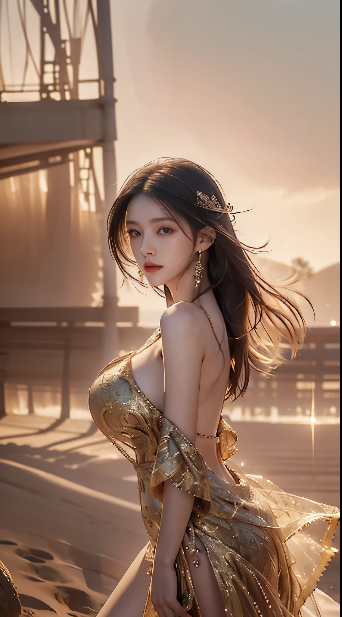فستان Jinmeng ذو الطبقات الذهبية يتألق بمجوهرات شفافة, ((من الركبتين إلى أعلى)), ((أكتاف عارية)), ((الثديين الكاملين)), ((ثديين كبيرين جداً)), ((أنا من النوع فالي)), وجه بارد, امرأة تقف تحت أشعة الشمس الدافئة，نسيج الجلد مفصل للغاية，الشعر المتدفق，إضاءة تفصيلية للنسيج المعقد:1.2)，(الظلال والإبرازات:1.2)，(دقة 8K:1.3)，أسلوب الفن الشعبي，وضعية استرخاء，تعبير لطيف，يبتسم，الخلفية الطبيعية，(أفضل جودة:1.3)，(صحيح تشريحيا:1.2)，(الفن الرسمي:1.1)，مدهش，جمال，شابة وحيوية，نموذج آسر，CG مفصل, خلفية 8K